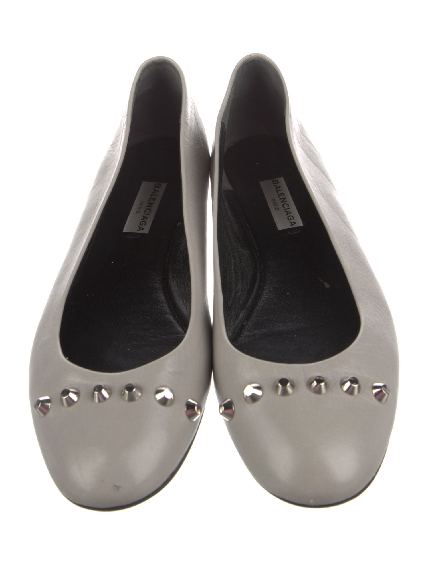 Balenciaga Leather Studded Accents Ballet Flats